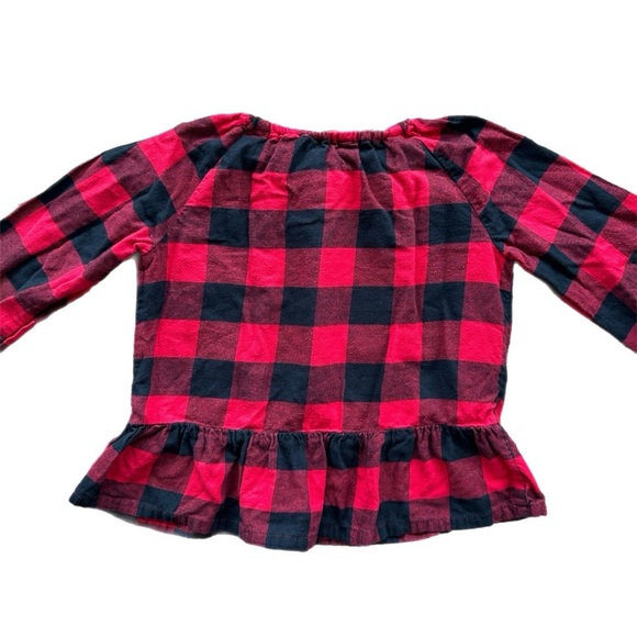 Joe Fresh 5T Girls  Red Buffalo Plaid Embroidered Long Sleeve Shirt - Picture 3 of 4